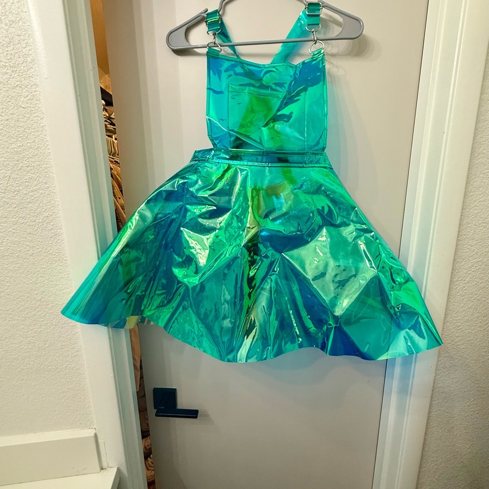 CLUB EXX Holographic Vinyl Overall Dress